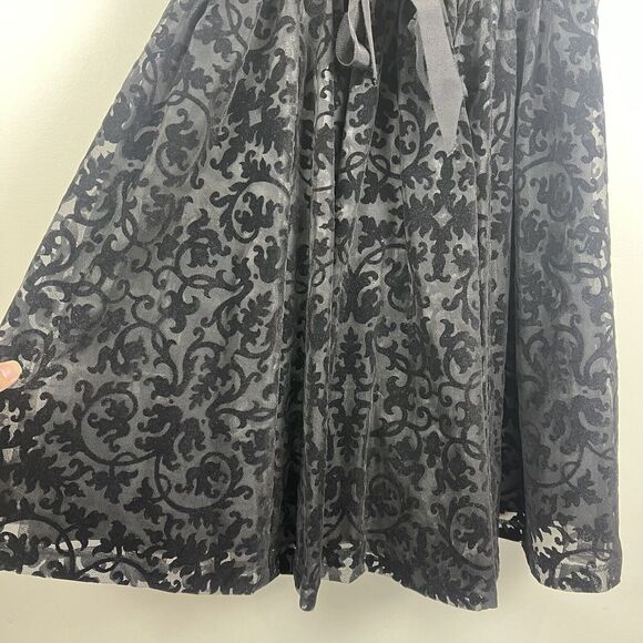 Plenty by Tracy Reese Dress Sz 6 Black Damask Burnt Velvet Whimsigoth Witchy - Picture 6 of 15